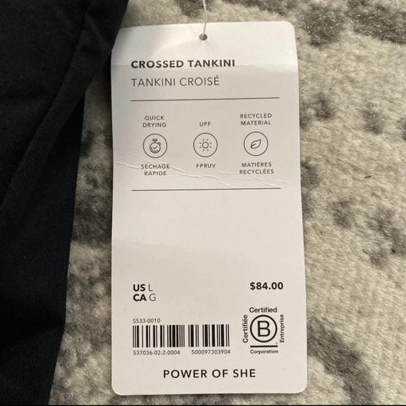 NWT ATHLETA Crossed Tankini Black Swim Top Size Large MSRP $84 - SOLD OUT ONLINE - Picture 4 of 7